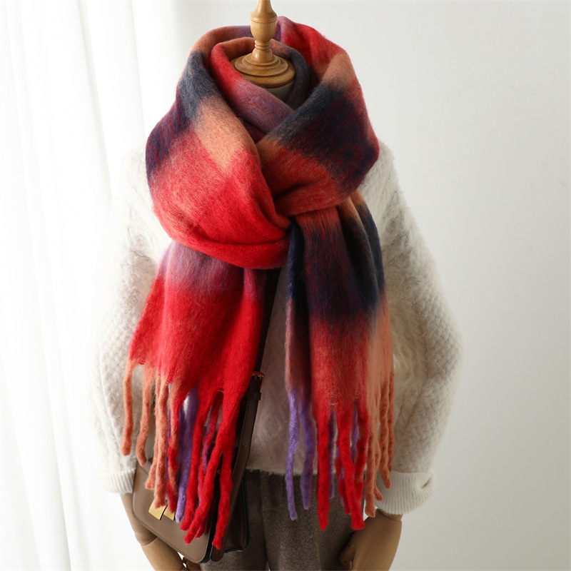 Muffler Men Wool - New Autumn Winter Grid Scarf Women