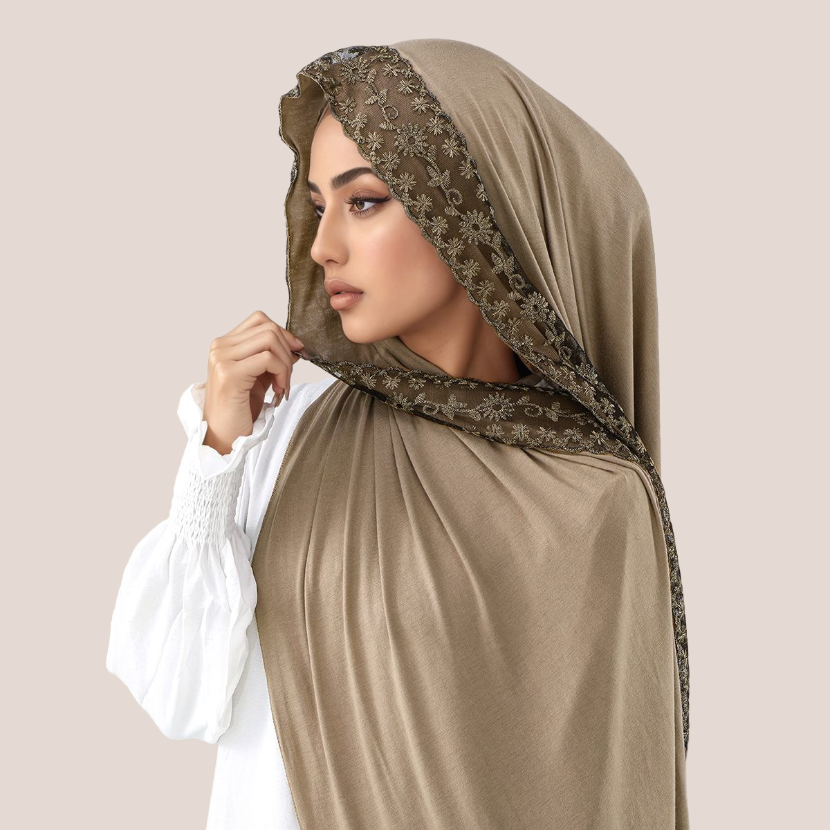 Lace Embroidery Cotton Jersey  - Head Wrap Turban ulasan dan harga