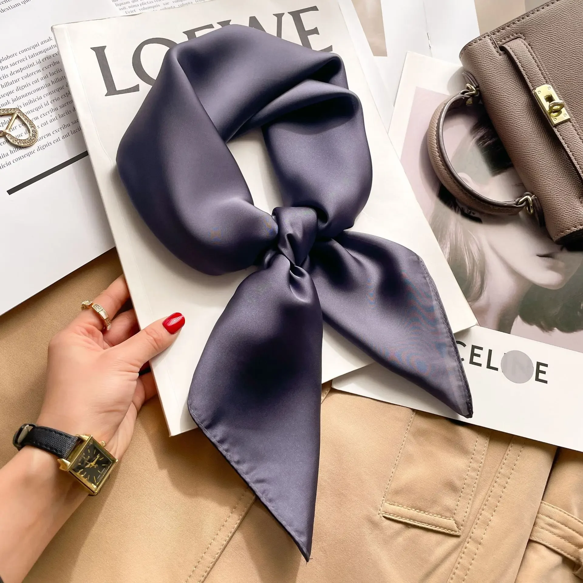 70cm Solid Colors Neckerchief  - Head Wrap Turban ulasan dan harga