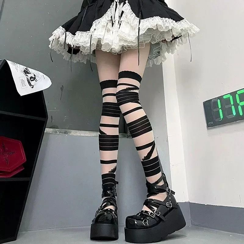 1/2pairs Lolita Cross Tie Tigh - Silk Tie Striped ulasan dan harga
