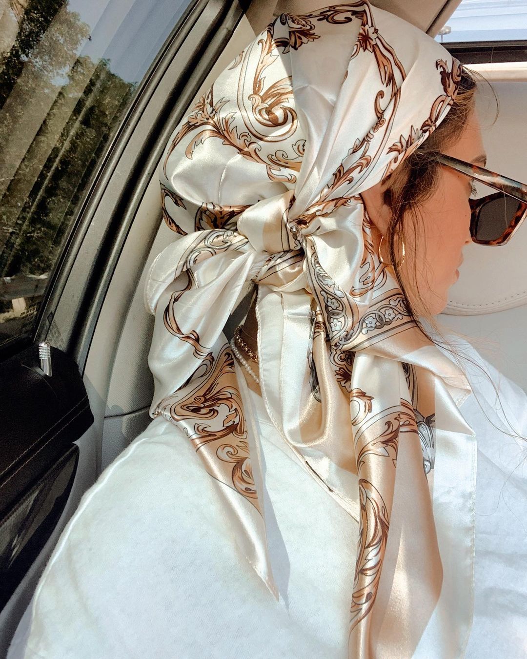 Satin Square Scarf Women Musli - Head Wrap Turban ulasan dan harga