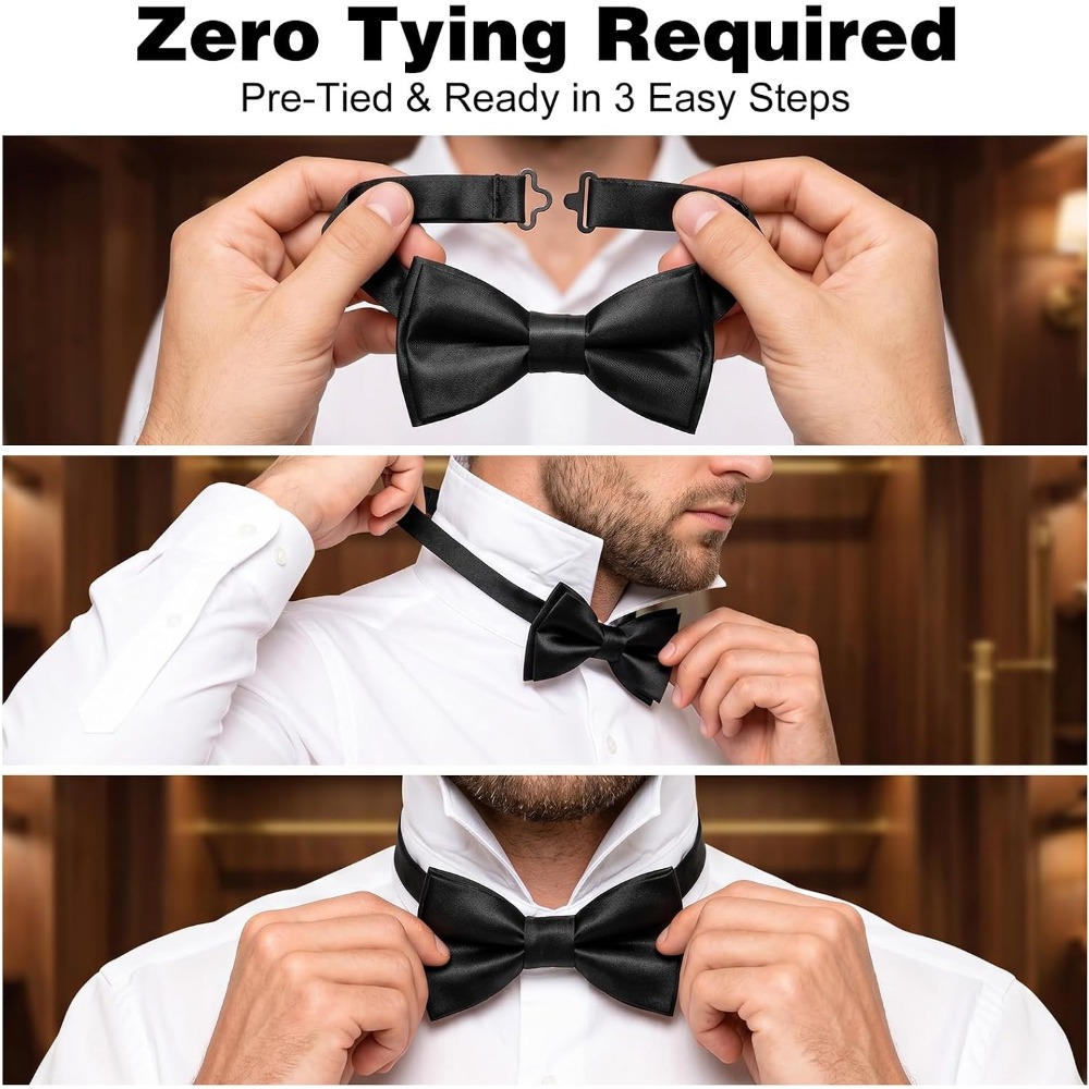 2-Piece Black Bow Ties, Pre-Ti - Bow Tie Pre Tied ulasan dan harga