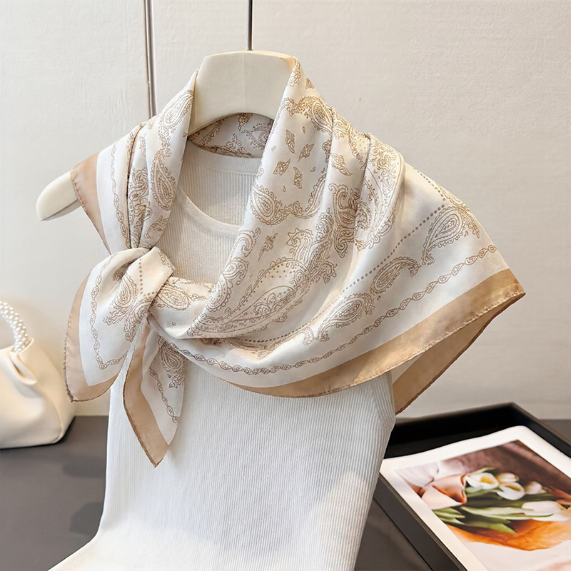 Vintage Beige Paisley Print Sq - Head Wrap Turban ulasan dan harga