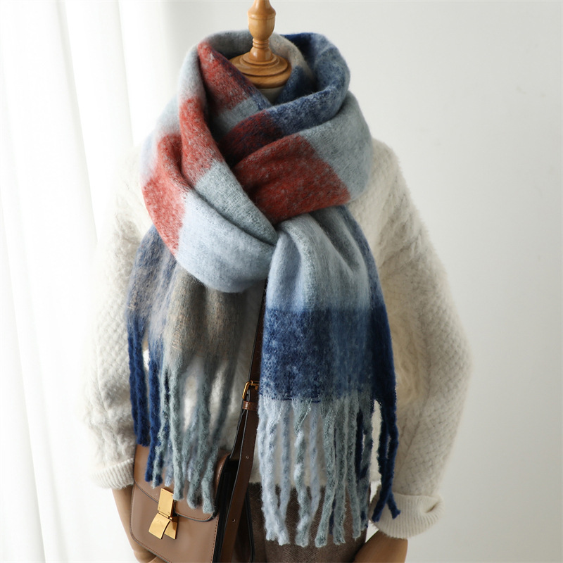 New Autumn Winter Grid Scarf W - Muffler Men Wool ulasan dan harga