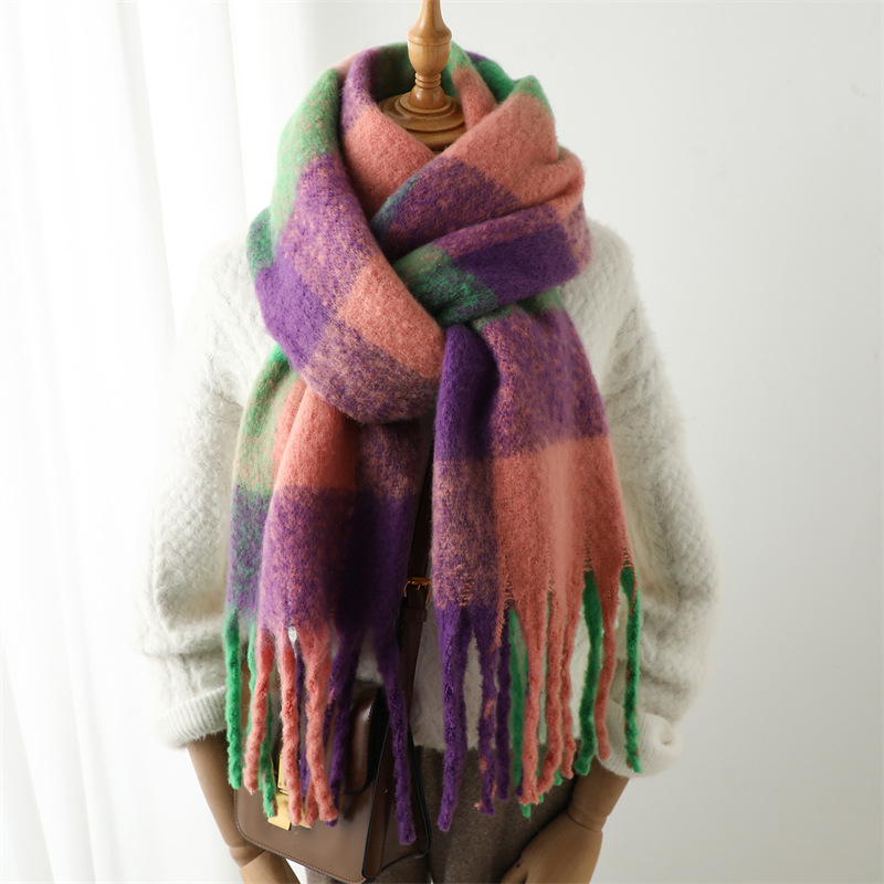 New Autumn Winter Grid Scarf W - Muffler Men Wool ulasan dan harga